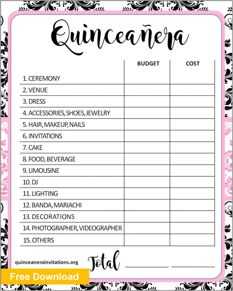 Quinceanera Party Budget