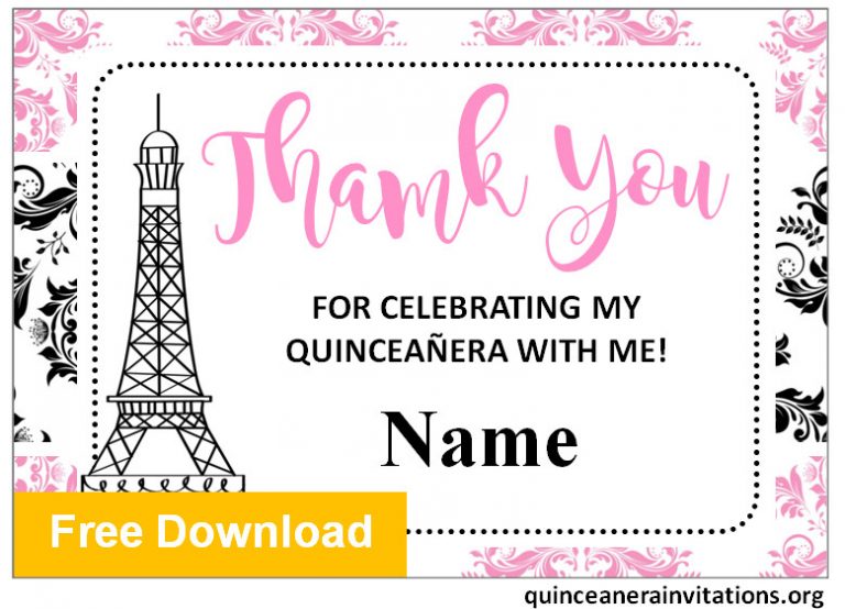 quinceanera thank you cards