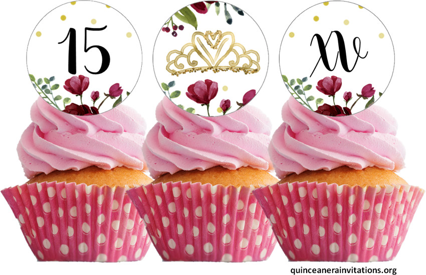15th cupcakes Toppers