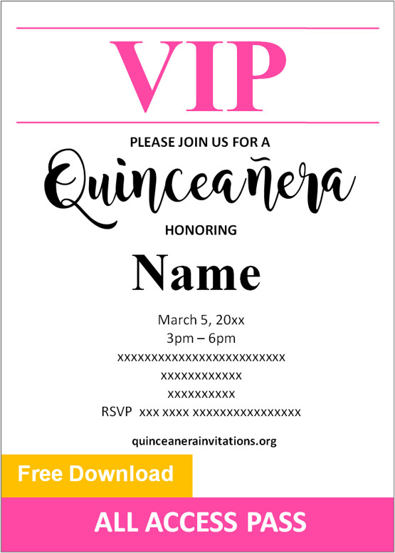 vip quinceanera invitation printable free