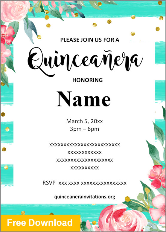 printable quinceanera invitation