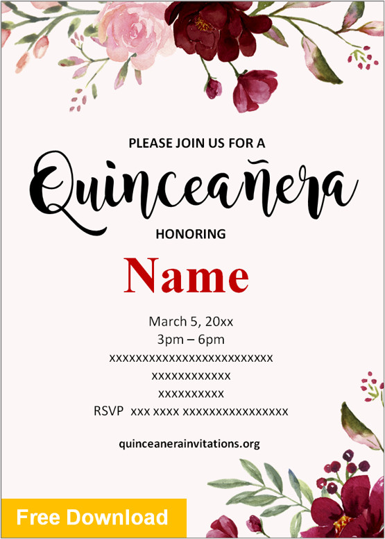red quinceanera invitation