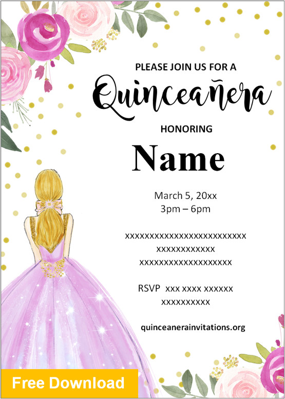 gold quinceanera invitation
