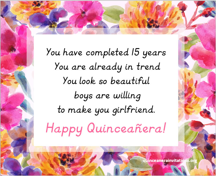 quinceanera quote card