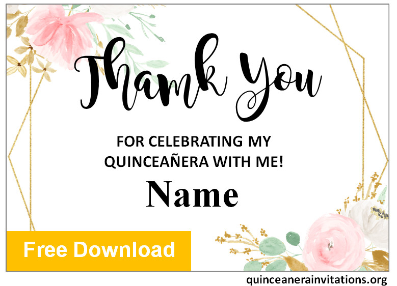 editable quinceanera thank you cards