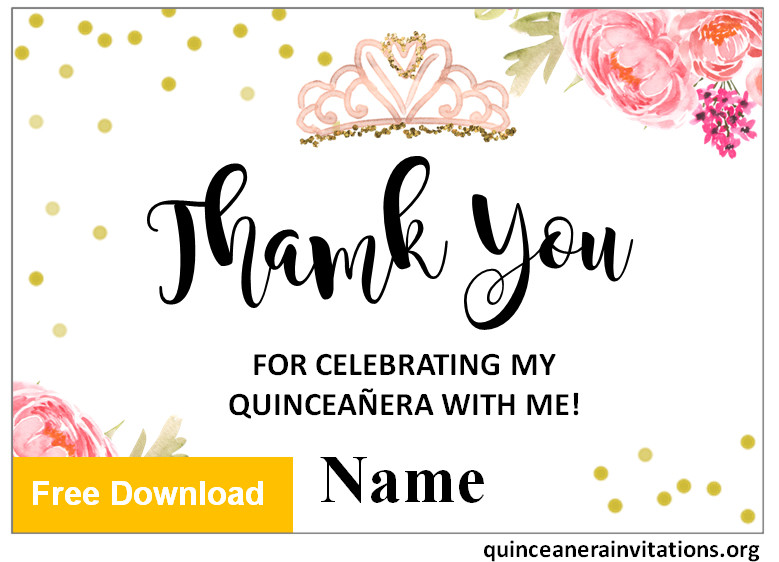 floral quinceanera thank you card
