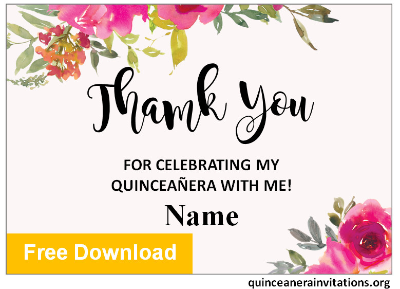 printable quinceanera thank you cards
