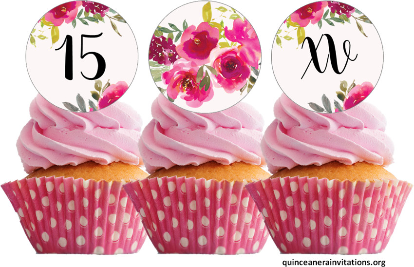 floral quince cupcake toppers